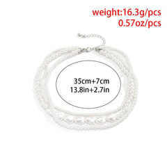 pearl twin necklace round beads - XD21