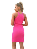 Pink Knitted Jersey Sleeveless Mini Dress XD21