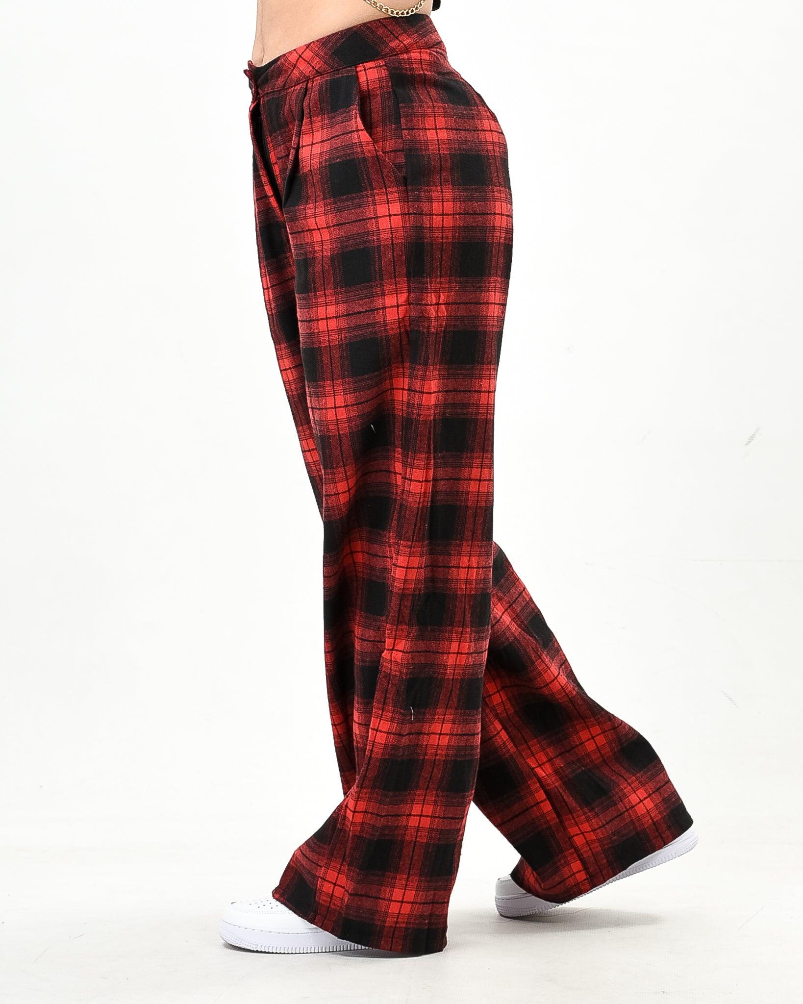 Baggy plaid pants with pockets - XD21