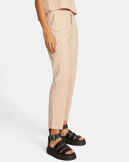 Plaid straight cut pants with pockets - XD21