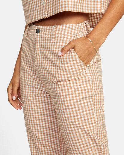 Plaid straight cut pants with pockets - XD21