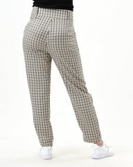 Plaid straight cut pants with pockets - XD21