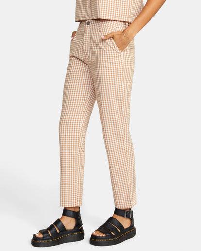 Plaid straight cut pants with pockets - XD21