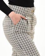 Plaid straight cut pants with pockets - XD21