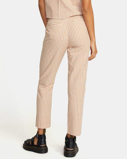 Plaid straight cut pants with pockets - XD21