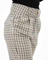 Plaid straight cut pants with pockets - XD21