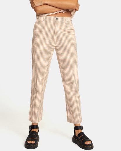 Plaid straight cut pants with pockets - XD21