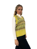 Plaid Striped Knitting pull over Vest XD21