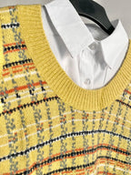 Plaid Striped Knitting pull over Vest - XD21