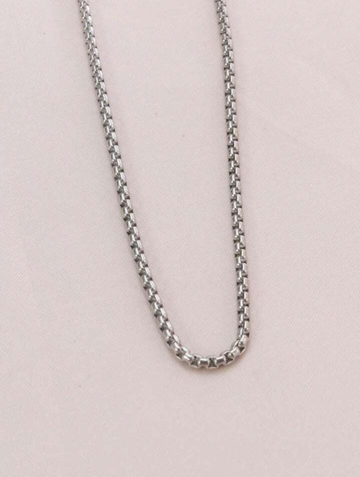 Plain Silver Metal Chain Necklace XD21