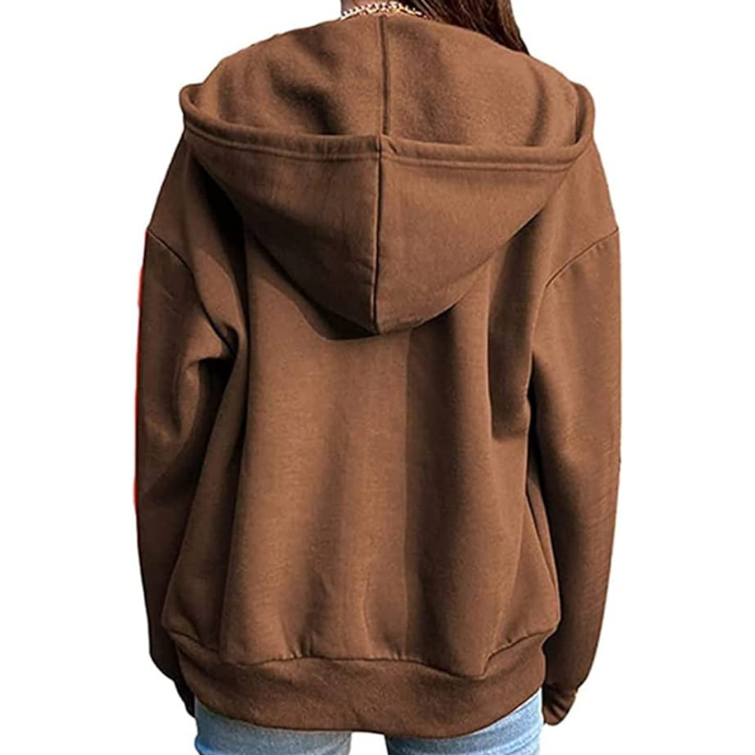 Plain Solid Colour Zipper Hooded Jacket XD21