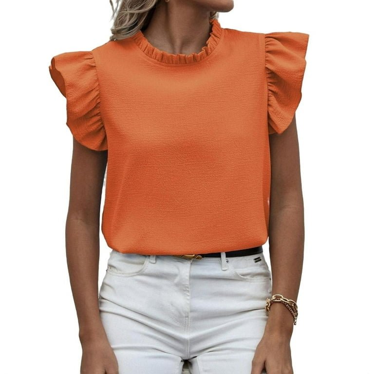 Plain Top Stand Collar Frill Cap Sleeve XD21