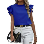 Plain Top Stand Collar Frill Cap Sleeve XD21
