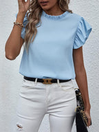 Plain Top Stand Collar Frill Cap Sleeve XD21