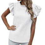 Plain Top Stand Collar Frill Cap Sleeve XD21