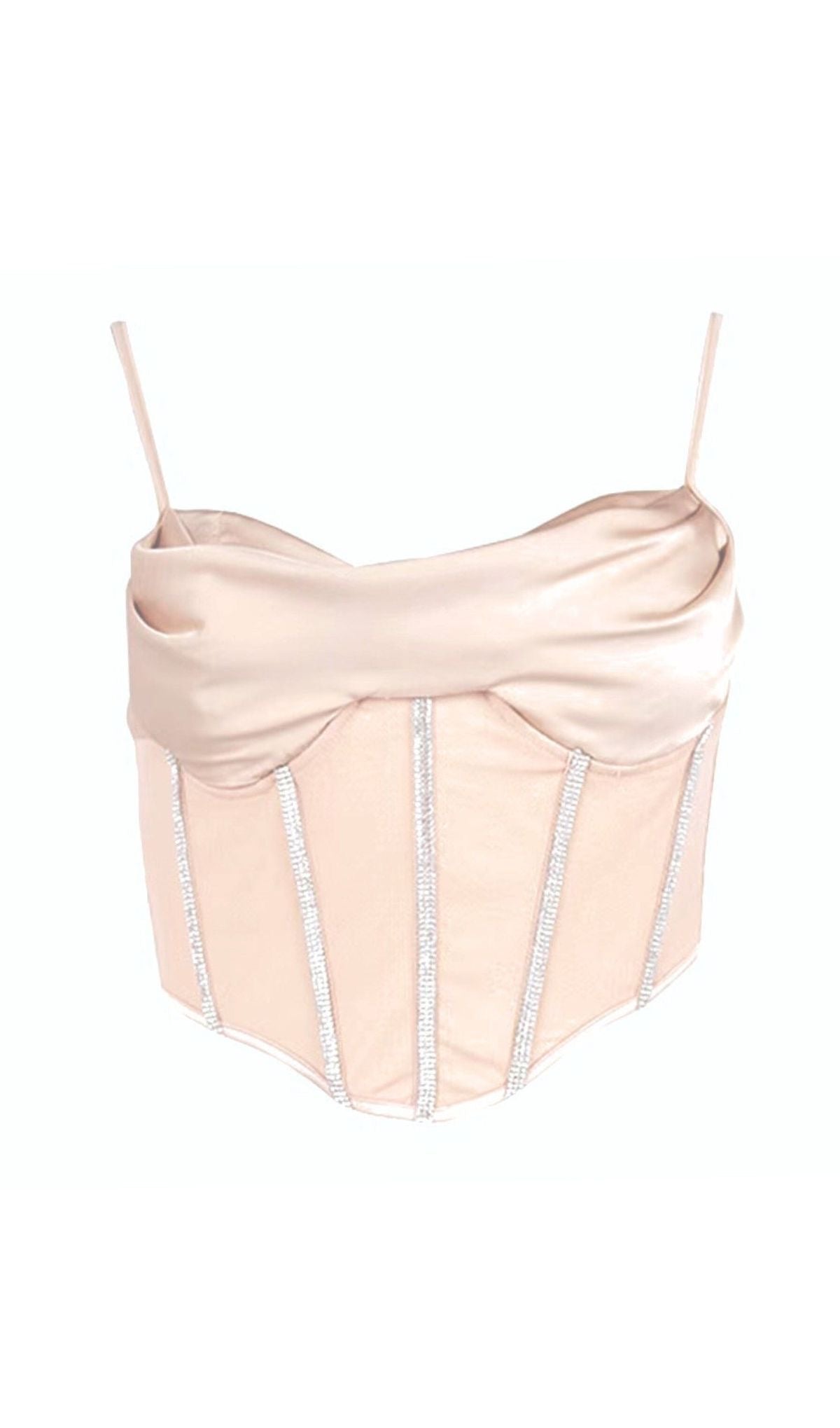 Pleated Low-Neck Rhinestone Corset Top XD21