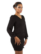 Pleated Puff Long Sleeve Mini Dress XD21