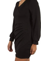 Pleated Puff Long Sleeve Mini Dress XD21