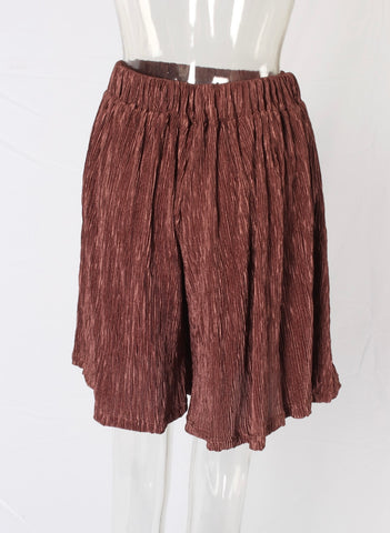 Pleated frill elastic waist shorts XD21