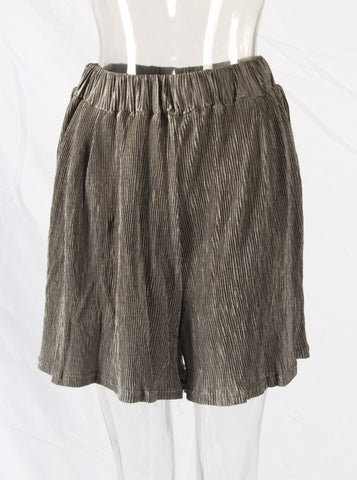 Pleated frill elastic waist shorts XD21