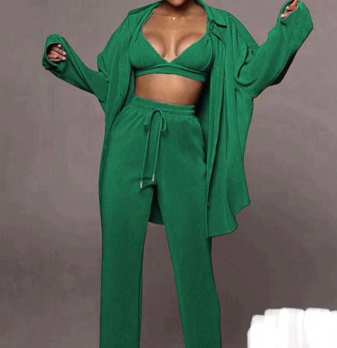 Pleated three piece suit set XD21