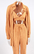 Pleated three piece suit set XD21
