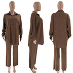 Pleated three piece suit set XD21