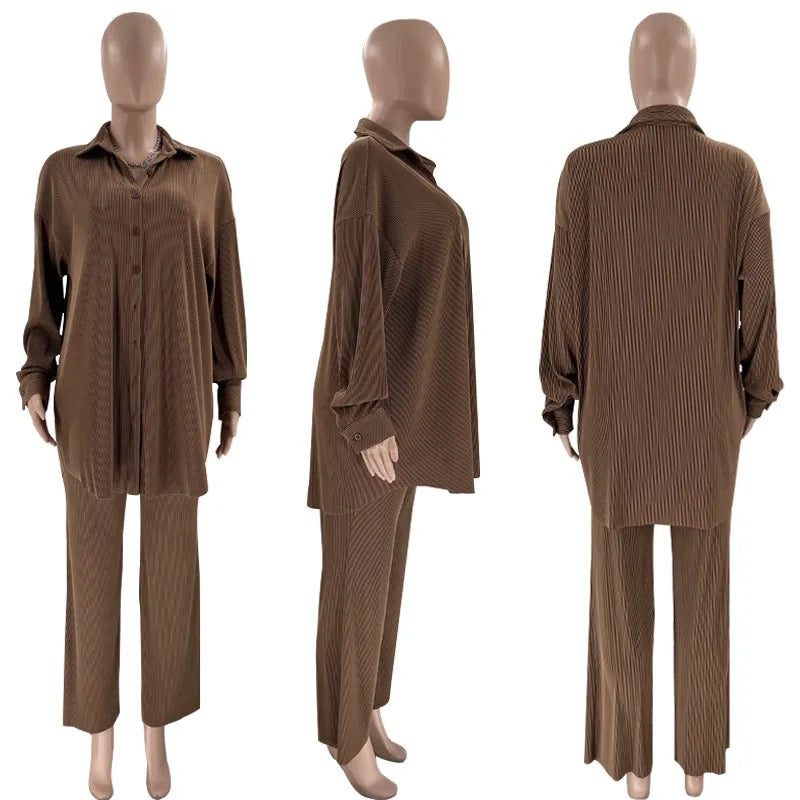 Pleated three piece suit set XD21