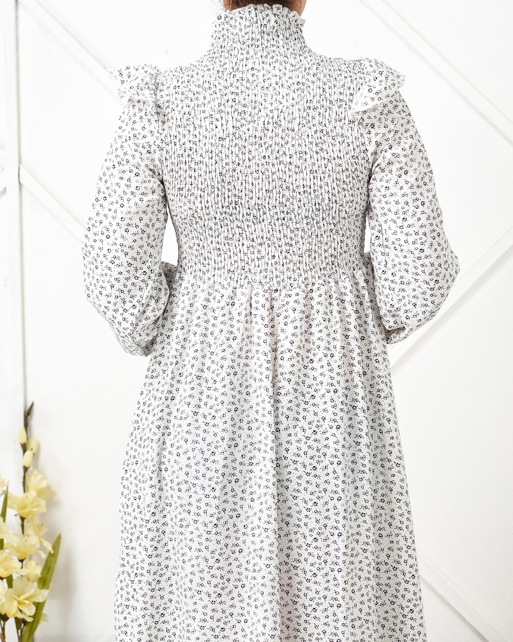 Polka dot frill sleeve maxi dress - XD21