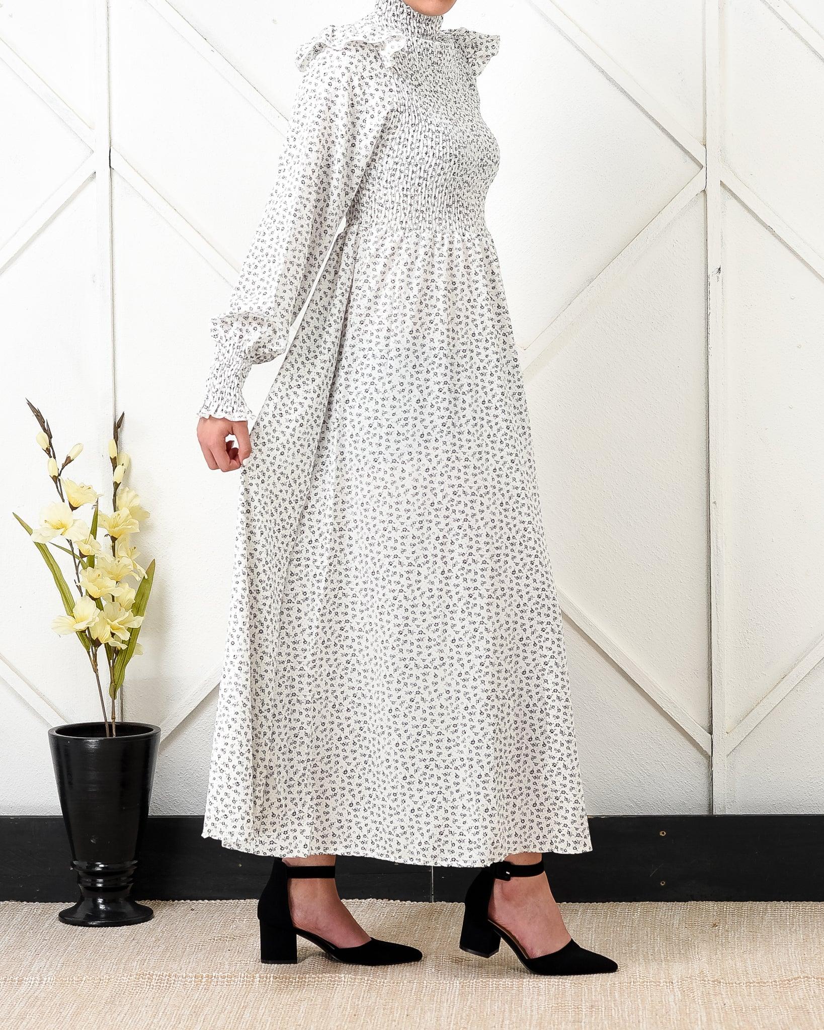 Polka dot frill sleeve maxi dress - XD21