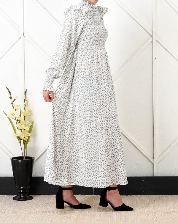 Polka Dot Frill Sleeve Maxi Dress