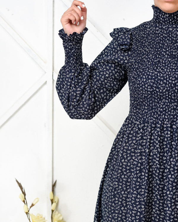 Polka Dot Frill Sleeve Maxi Dress