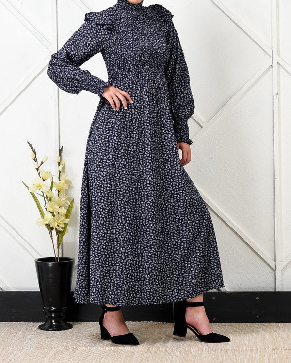 Polka Dot Frill Sleeve Maxi Dress