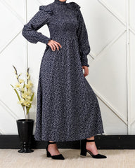 Polka dot frill sleeve maxi dress - XD21