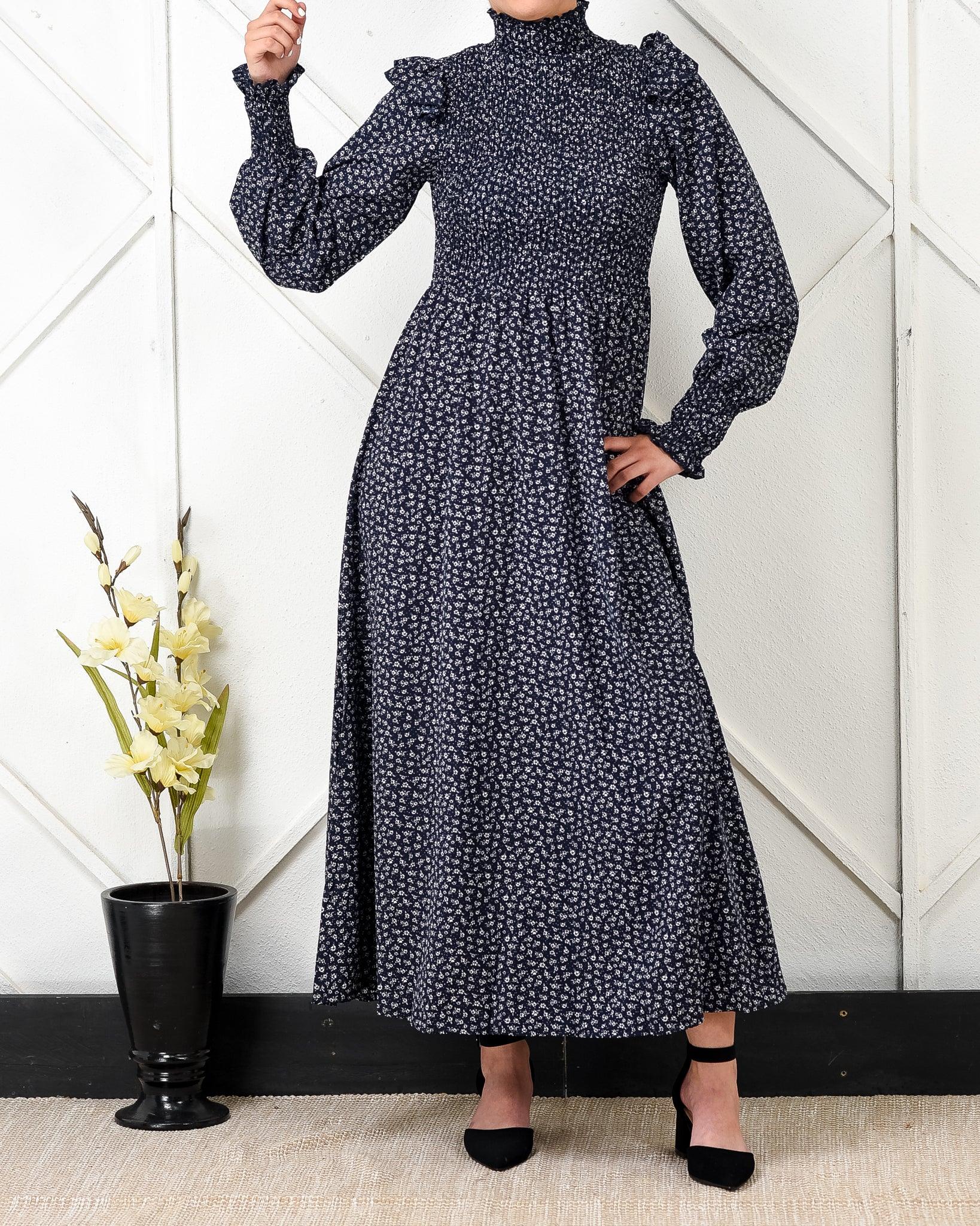 Polka dot frill sleeve maxi dress - XD21