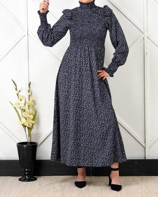 Polka Dot Frill Sleeve Maxi Dress