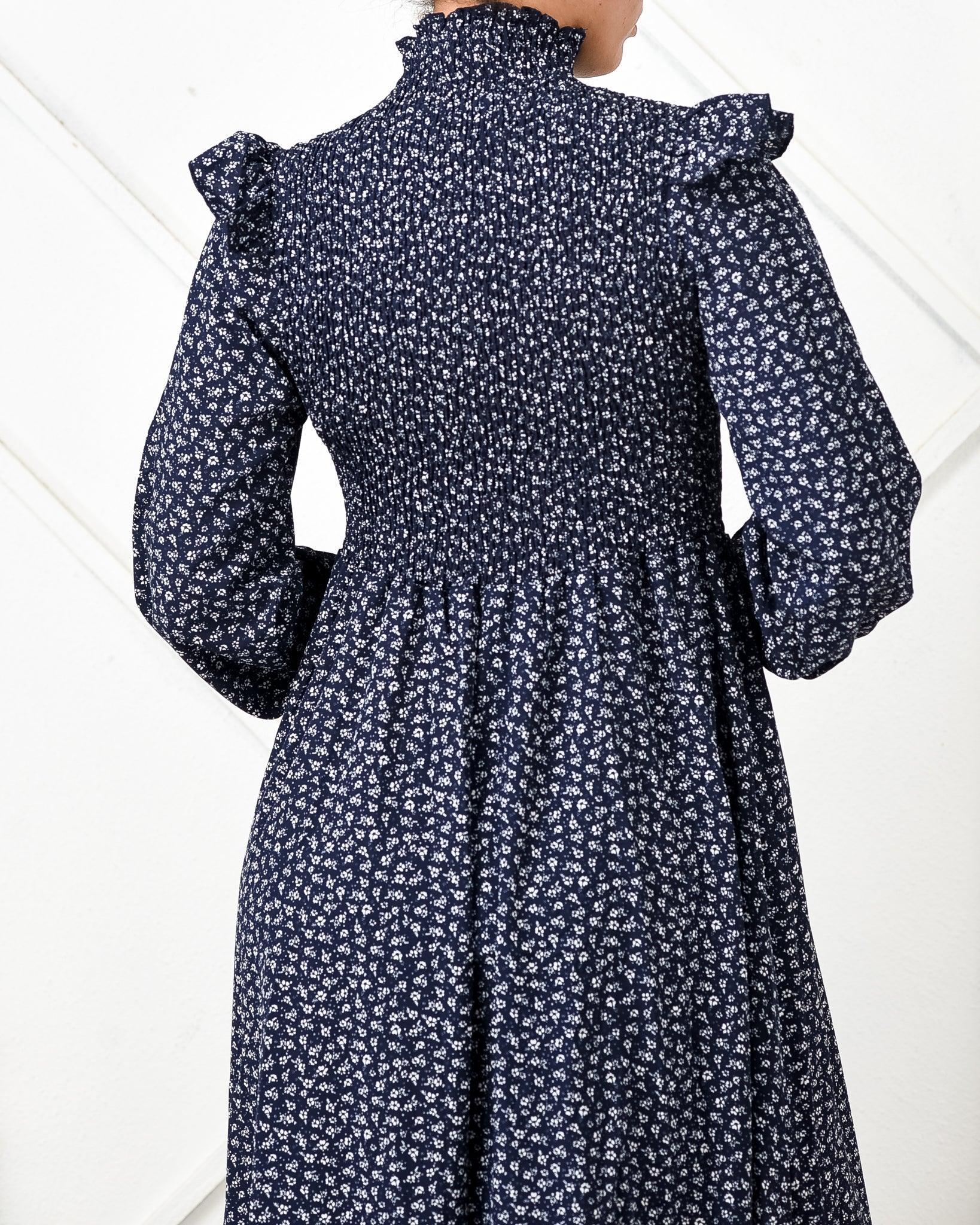 Polka dot frill sleeve maxi dress - XD21