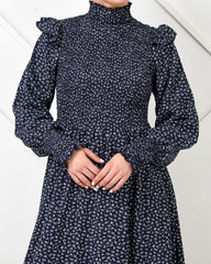 Polka dot frill sleeve maxi dress - XD21