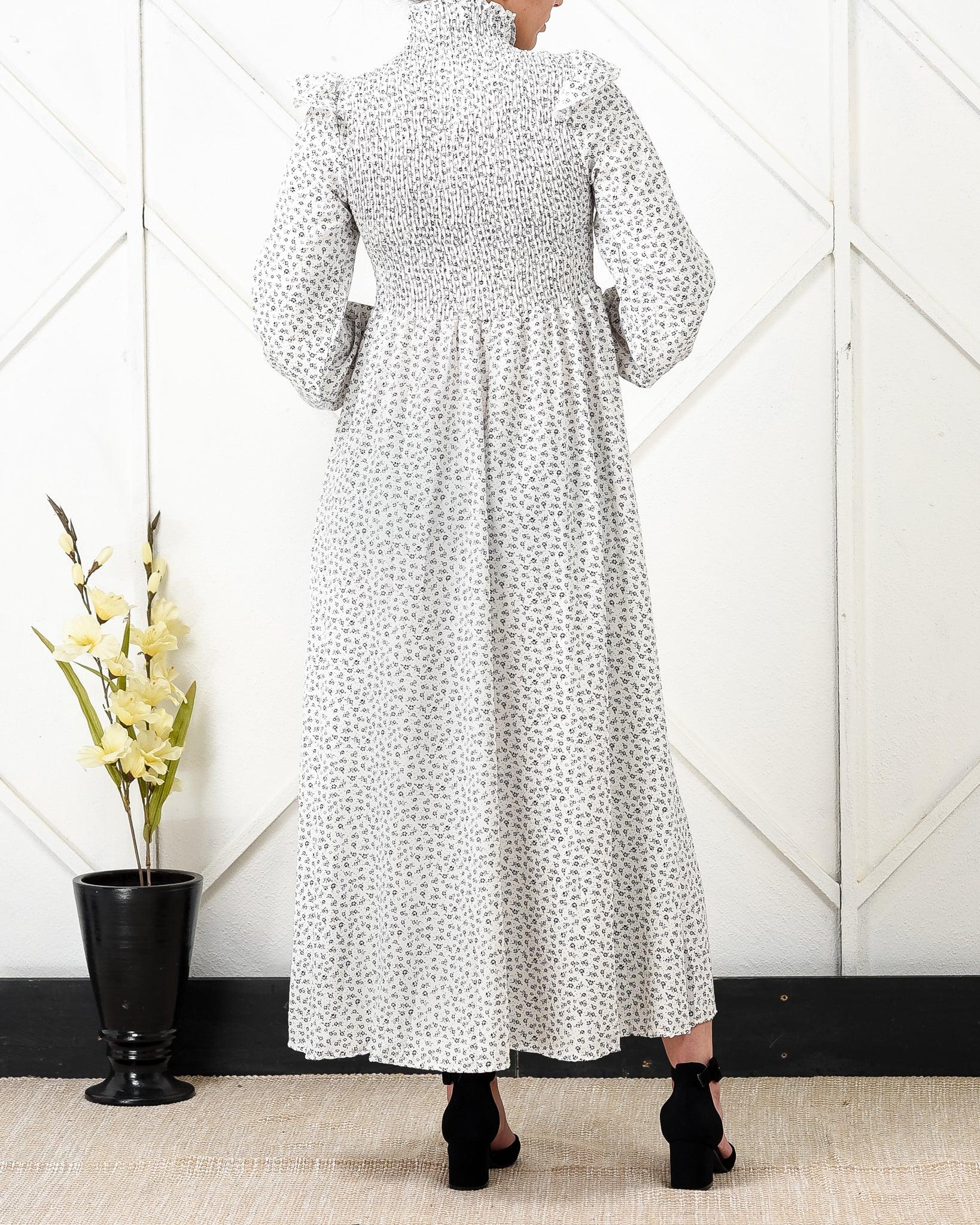 Polka dot frill sleeve maxi dress - XD21