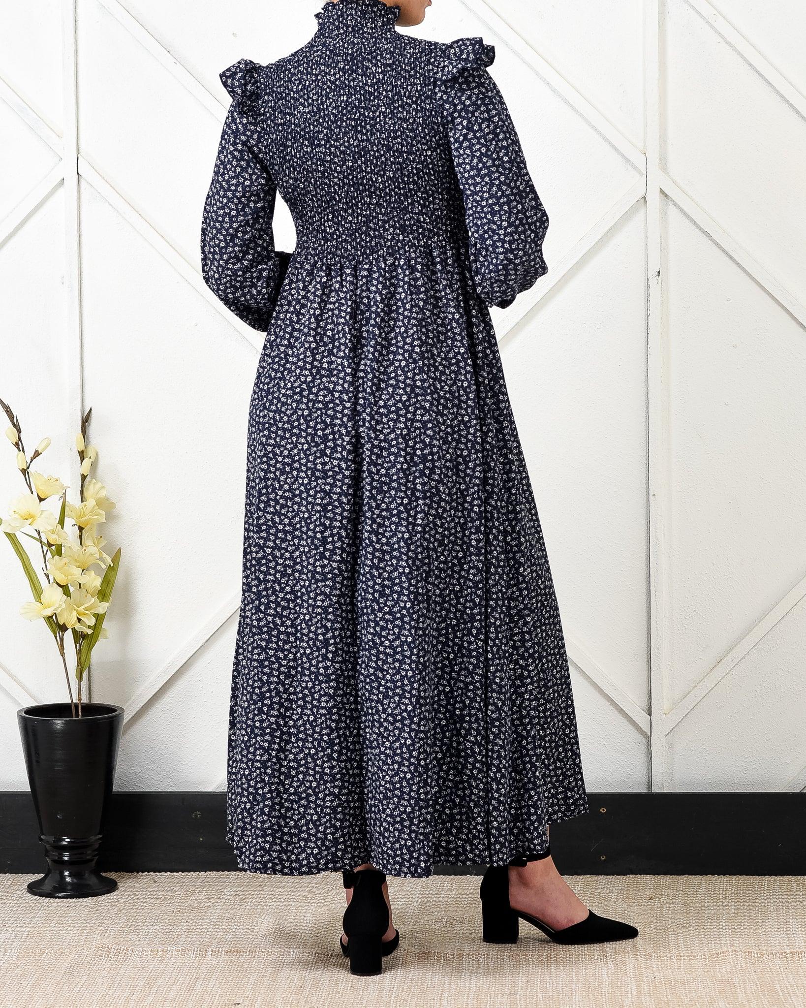 Polka dot frill sleeve maxi dress - XD21