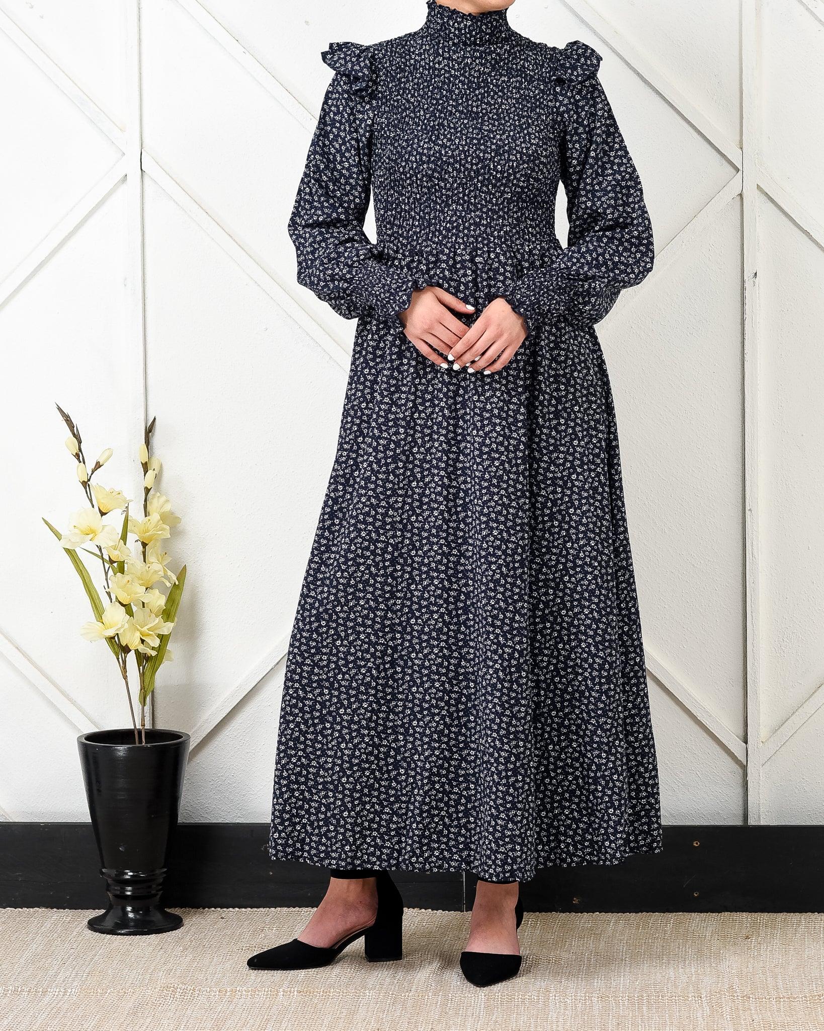 Polka dot frill sleeve maxi dress - XD21