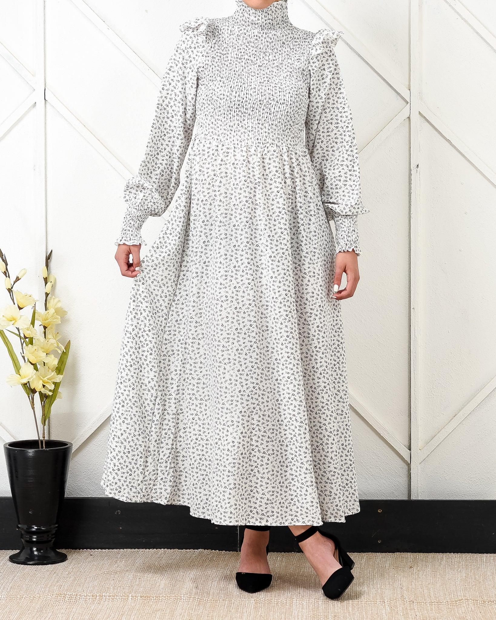 Polka dot frill sleeve maxi dress - XD21