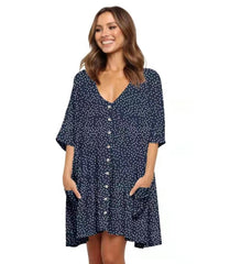 Polka dot dress with pockets - XD21