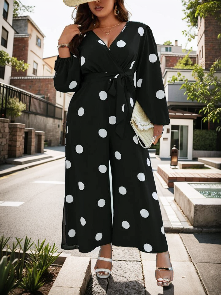 Polka dot pants jumpsuit curve XD21