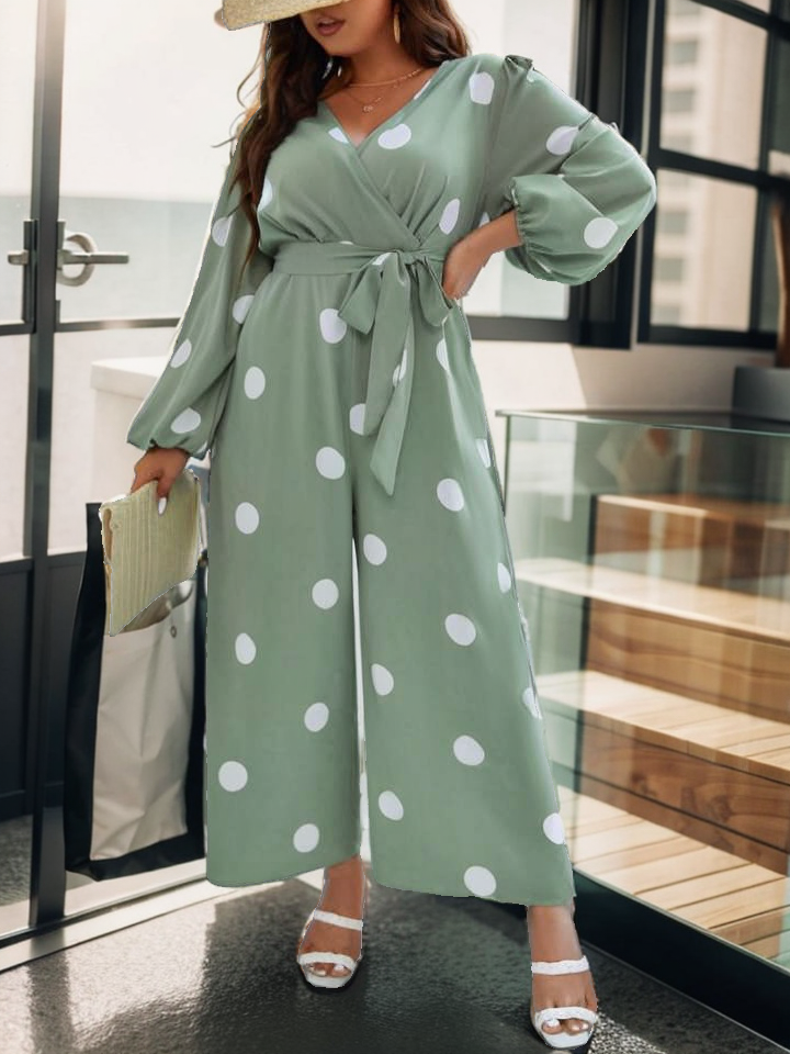 Polka dot pants jumpsuit curve XD21