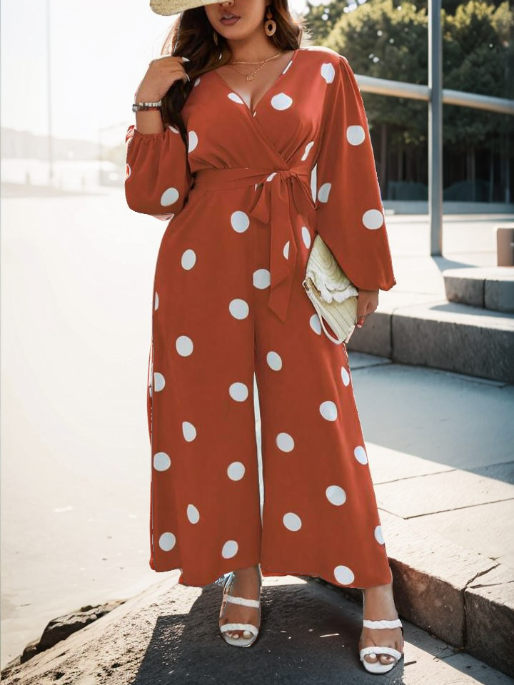 Polka dot pants jumpsuit curve XD21