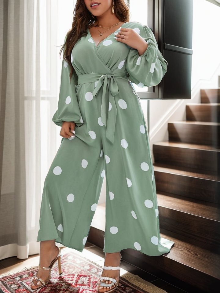 Polka dot pants jumpsuit curve XD21