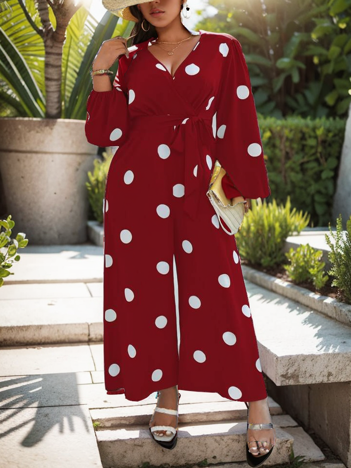 Polka dot pants jumpsuit curve XD21