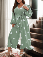 Polka dot pants jumpsuit curve with no belt XD21