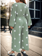 Polka dot pants jumpsuit curve with no belt XD21